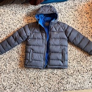 L.L. Bean Kids Charcoal Puffer Jacket with Royal Blue Interior